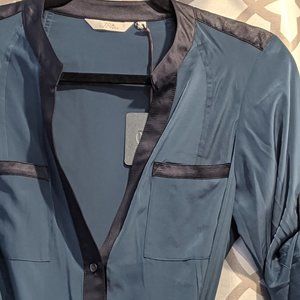 Teal Roll Tab Belted Shirt Dress by ZOA-NWT